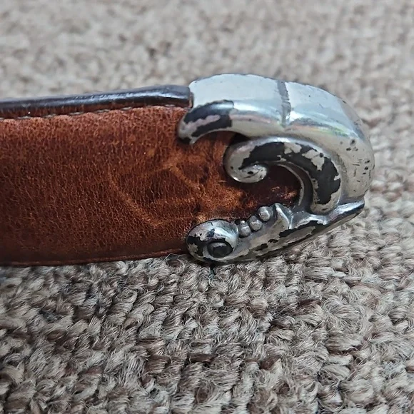 Vintage Brighton Museum Collection Brown Leather Silver Noahs Ark Belt Sz M - Picture 6 of 7